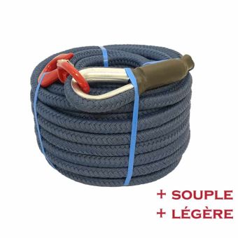 Corde à poulie drisse polypropylène texturé équipée d'un crochet émerillon à linguet de sécurité
