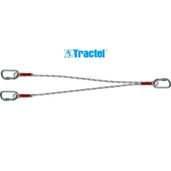 Longe en drisse double d’assujettissement - 3 connecteurs M10 - TRACTEL