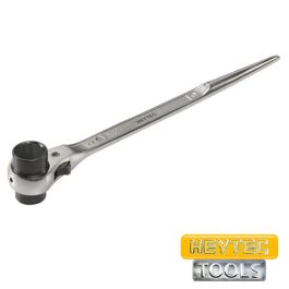 Efuturetime Lot De 2 Clés à Cliquet Réversibles Pour Échafaudage – 17/19mm Droite + 19/22mm Courbe, Acier CR-V Ultra Résistant, Finition Noire Phosphatée