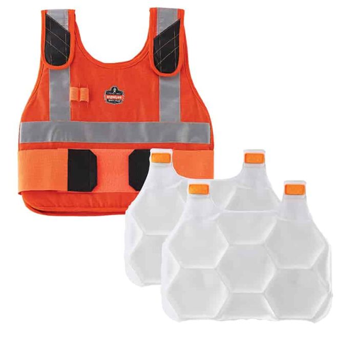 Gilet réfrigérant ignifuge HV PREMIUM Chill-Its ® 6215 ERGODYNE + pack de phases