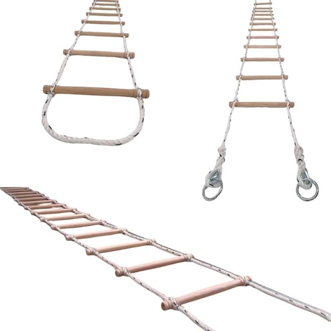 Echelle de corde en polypropylène avec barreaux bois H3m à 10m