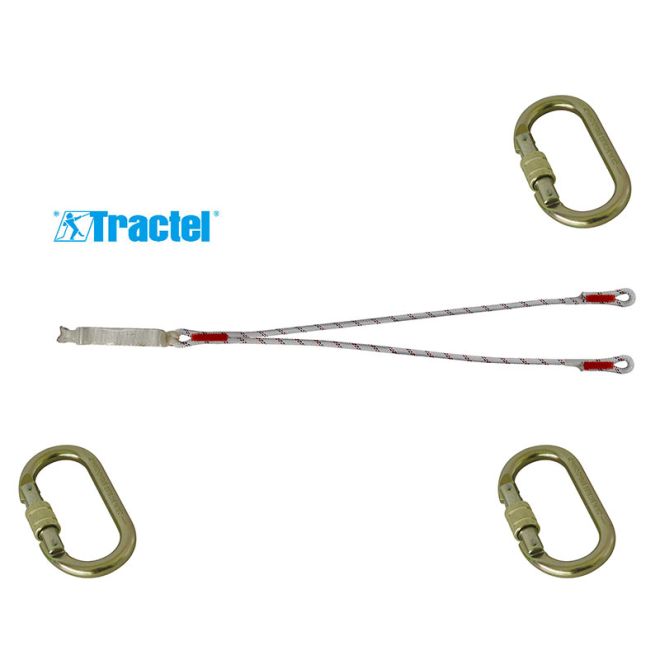 Longe drisse double avec absorbeur d'énergie - 3 connecteurs M10 - TRACTEL 